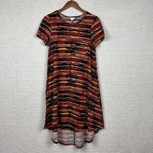 Lularoe Dress Womens XS Multicolor Carly Hi-Low Short Sleeve Pull Over‎ Pocket